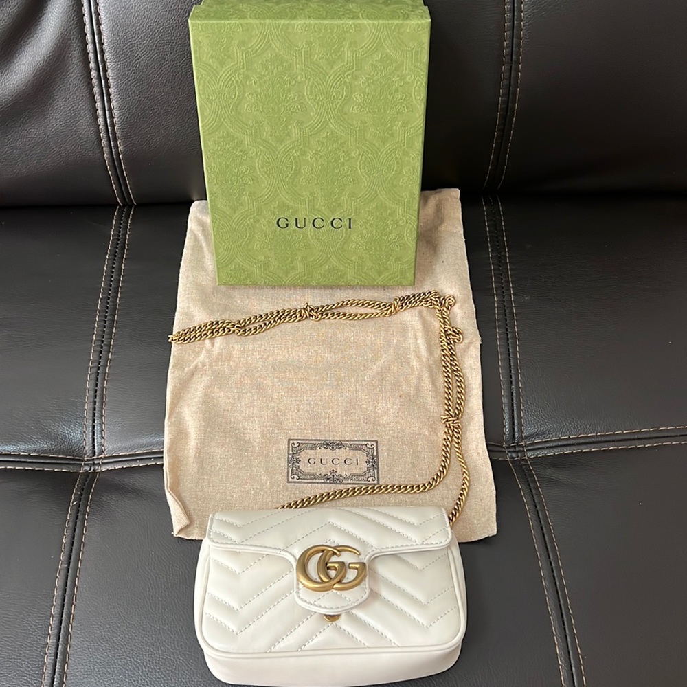 Authentic brand new Gucci GG Marmont super mini bag in white